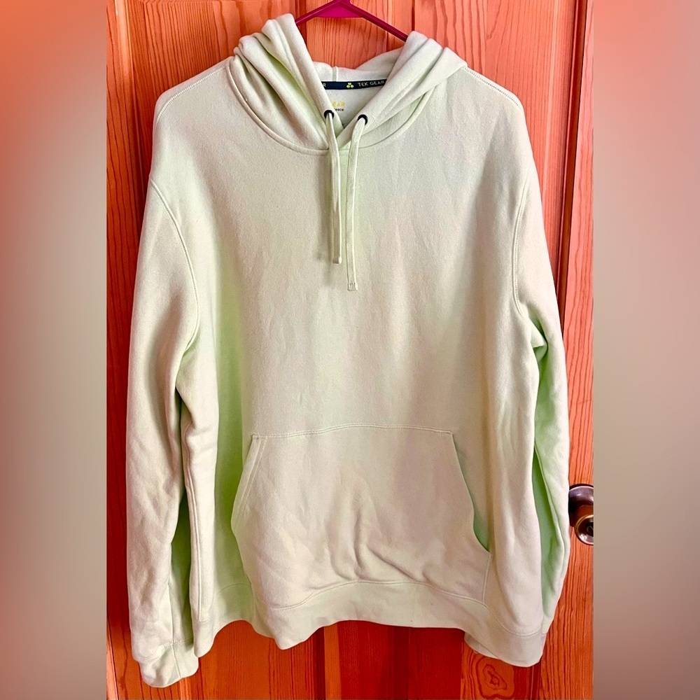 Tek Gear Ultrasoft Fleece Hoodie Pastel Green Cotton Blend Popover Sweatshirt XL